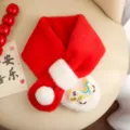 Bufanda de felpa roja para niños invierno cálido calentador de cuello lindo bordado de caballo - Bendición Caballo Blanco Sola Bola
