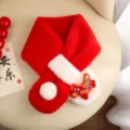 Bufanda felpa roja invierno niños cuello cálido bonito bordado caballo festivo - Bendición Caballo Rojo Sola Bola