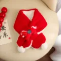 Tour de cou en peluche rouge pour enfants, écharpe d'hiver épaisse, motif cheval. - Double Boule Prospérité