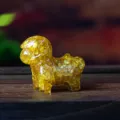 Gold Resin Crystal Stone Horse Figurine, Yellow Resin Filled Tabletop Ornament for Home - Citrine
