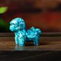 Blue crystal chip epoxy resin pony figurine desktop ornament home office decoration - Turquoise