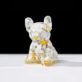 Harz Französische Bulldogge Figur Weißer Türkis Kristall Schotter Hund Ornament Dekor - Howlith