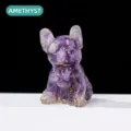 Lila Amethyst Kristall französische Bulldogge Figur, Harz Edelstein Welpe Dekoration. - Amethyst