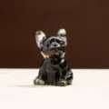 Harz Kristall französische Bulldogge Figur schwarz Welpe Desktop Deko Skulptur Ornament. - Obsidian