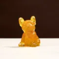 Harz Französische Bulldogge Figur Bernstein Kristall Welpe Ornament Desktop Heimdekor Variant - Gefärbter Gelber Kristall