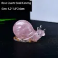 Statuetta lumaca in pietra di cristallo rosa dettaglio, decorazione da scrivania. - Quarzo rosa