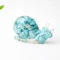 Blaue Türkis Kristallstein Schnecke Harz Figur, süße handgefertigte Deko Geschenk für Zuhause - Blauer Türkis