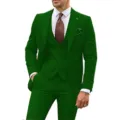 Men's 3-piece slim fit suit set formal business wedding prom groom jacket vest pants - Green