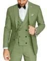 Men's Slim Fit 3-Piece Suit Wedding Groom Business Formal Dress Suit Set Olive Green - Matcha Green