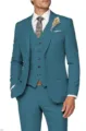Men slim fit teal three piece suit set for wedding, business party and formal events. - XS / Set / Turquoise