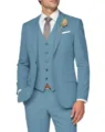 Blue Mens Three-Piece Suit Slim Fit Wedding Business Formal Jacket Vest Trousers Variant - XS / Set / Fog Blue