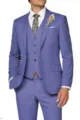 Men purple three piece slim fit suit set casual wedding business prom tuxedo jacket vest - XS / Set / Purple