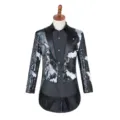 Chaqueta de frac con lentejuelas negras para hombre espectáculo mago director de orquesta - M / Tops / Negro y Plata