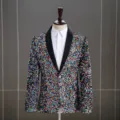 Heren kleurrijke pailletten blazer jas feest club DJ optodium podium kleding outfit - 5XL / Tops / Multicolor Magie