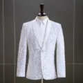 Heren iriserende pailletten blazer, stijlvol podiumkostuum voor DJ, nachtclub, feest en optreden. - 5XL / Tops / AB Wit