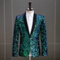 Heren pailletten blazer stijlvolle glinsterende jas voor feest DJ nachtclub podium. - 5XL / Tops / Aurora Groen