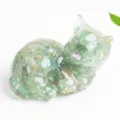 Green crystal stone resin cat figurine ornament for desktop home office room decor aesthetic - Green Aventurine