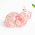 Pink crystal gravel resin cat figurine, cute desktop ornament for home office decor variant. - Watermelon Quartz