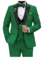 Men's Green 3-Piece Slim Fit Suit Tuxedo Set for Wedding Business Formal Eventwear - XS / Set / Green