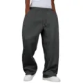 Casual loose fleece lined straight wide leg sweatpants in dark gray for men and women daily wear. - Dark Gray