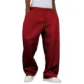 Pantalón de chándal ancho afelpado con cordón para hombre y mujer color sólido. - S / Burdeos