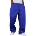 Casual loose fleece-lined straight wide-leg sweatpants for men and women, solid color design. - Sapphire Blue
