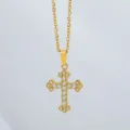 Goldene Kreuz Halskette mit Zirkonia Steinen und Edelstahl Kette, modische Variante - Kreuz Stil (N0100G)
