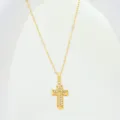 Goldfarbene Edelstahl Zirkonia Kreuz Anhänger Halskette für Damen Elegantes Schmuckstück - Kreuz Stil (N0021G) / Gold