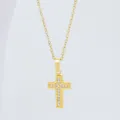 Goldener Kreuz Halskette Zirkon Anhänger Titan Stahl Schlüsselbein Kette Variante - Kreuz Stil (N0017G)