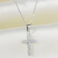 Silberne Titanstahl Zirkonia Kreuz Halskette Anhänger Variante für Damen Schmuck - Kreuz Stil (N0020S)