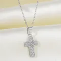 Edelstahl Kreuzkette mit glitzernden Zirkonia Steinen, elegante Damen Halskette für Alltag. - Kreuz Stil (N0083S)
