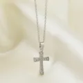 Silberner Titanstahl Zirkon Kreuz Halskette Elegante Damen Schlüsselbein Kette Schmuck - Kreuz Stil (N0016S)