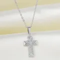 Zirkon Kreuz Halskette aus Edelstahl, silberner Anhanger, elegante Damen Schluesselbeinkette. - Kreuz Stil (N0021S)