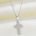 Silber Edelstahl Zirkon Kreuz Halskette Variante Schlüsselbein Kette Anhänger für Damen Mode - Kreuz Stil (N0017S)