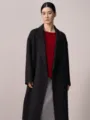 Manteau en laine croisé gris foncé classique pour femmes, vêtement d'hiver élégant. - S / Hauts / Gris foncé