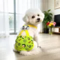 Calzones fisiológicos lavables para perros con parche de panda y tirantes amarillos para mascotas. - S / Animal verde con correa amarilla