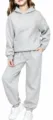 Ensemble sweat à capuche et pantalon en molleton gris pour enfants, idéal hiver. - 100cm / Haut Et Bas / Gris clair
