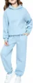 Ensemble sweat a capuche et pantalon de survêtement en molleton pour enfants, automne. - 100cm / Haut Et Bas / Bleu Clair