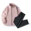 Ensemble Vêtement Sport Couple Homme Femme Veste Coupe-Vent Rose Survêtement Noir - M / Haut Et Bas / Rose