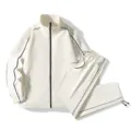 Joli ensemble de survêtement sport décontracté beige veste et pantalon deux pièces. - M / Haut Et Bas / Blanc Cassé