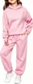 Ensemble sweat à capuche uni rose pour enfants et survêtement confortable modèle variante - 100cm / Haut Et Bas / Rose