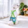 Pantalones fisiológicos para perros tirantes verdes estampado dinosaurio pañal lavable mascota - Azul cielo