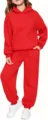 Ensemble sweat à capuche et pantalon de survêtement rouge doublé pour enfants, confortable et stylé. - 100cm / Haut Et Bas / Rouge