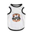 Breathable summer pet dog vest with soccer print, comfortable white tank top for small dogs. - White Football
