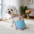 Lindo pantalón fisiológico para perro con lunares azules pañal lavable para mascotas con tirantes de arcoíris - Lunares azul cielo