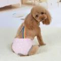 Pantalones fisiológicos para perros con lunares rosas y tirantes de arcoíris, pañal lavable - Lunares en rosa claro