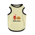 Cute summer pet dog vest breathable clothing with cute cartoon fruit juice print top - Beige Burger