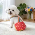 Lindo pantalón sanitario para perro con tirantes de arcoíris, pañal lavable de lunares rojos. - Lunares Magenta
