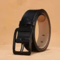 Cinturón informal de cuero PU para hombre con hebilla de hebilla cuadrada negra para vaqueros. - 105cm / Negro