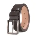 Cinturón informal de hombre en cuero PU marrón oscuro con hebilla de pasador vintage. - Café / 105cm